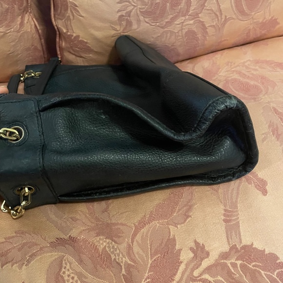 Authentic Tory Burch Britten Slouch Pebbled Leather Black Shoulder Bag Purse - Picture 6 of 16